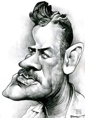 Cartoon: John Steinbeck (medium) by Russ Cook tagged john,steinbeck,writer,america,author,pencil,drawing,caricature,portrait,illustration,cartoon,zeichnung,karikature,russ,cook,karikaturen