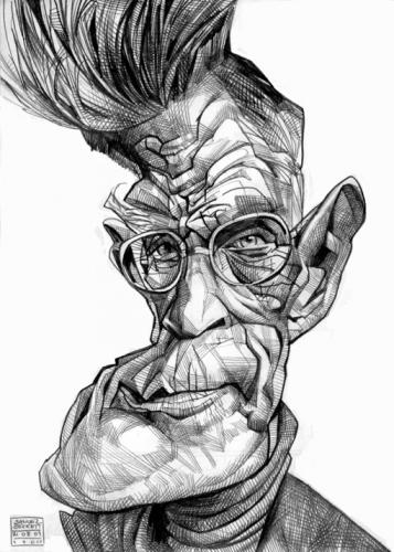 Cartoon: Samuel Beckett (medium) by Russ Cook tagged sketch,pencil,portrait,cook,russ,caricature,zeichnung,karikaturen,karikatur,ireland,irish,writer,poet,beckett,samuel