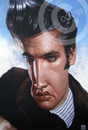 Cartoon: Elvis Presley (small) by Russ Cook tagged elvis,presley,the,king,rock,roll,famous,celebrity,acrylic,paint,canvas,singer,music,karikatur,karikaturen,zeichnung,caricature