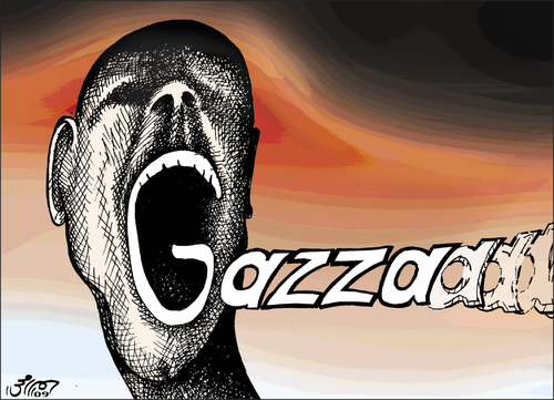 Cartoon: gazza screem (medium) by samir alramahi tagged gaza,war,screem,palestine,arab,israel,politics,ramahi