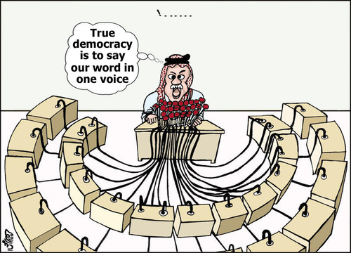 Cartoon: Jordan Elections system (medium) by samir alramahi tagged jordan,elections,system,arab,ramahi,politics