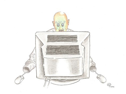 Cartoon: Computermania (medium) by Erwin Pischel tagged pischel,addicted,addiction,süchtig,sucht,computersucht,computer