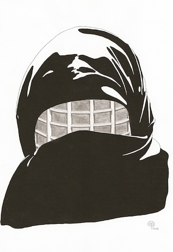 Cartoon: Nikab (medium) by Erwin Pischel tagged nikab,hijab,tschador,burka,gesicht,gitter,pischel