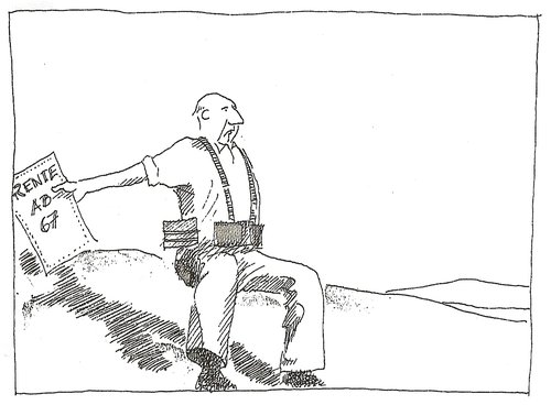 Cartoon: Rente 67 (medium) by Erwin Pischel tagged rente,67,robert,capa,photo,the,falling,soldier,pischel