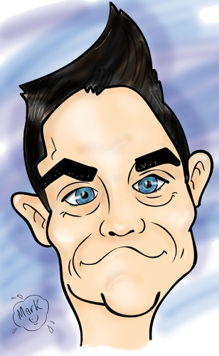Cartoon Robbie Williams medium by Mark Anthony Brind tagged markanthony