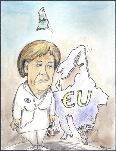 Cartoon: MERKEL MANAGING CRISIS IN GREECE (medium) by ANDRZEJ PACULT tagged europe,debt,germany,greece,merkel,angela,chancellor