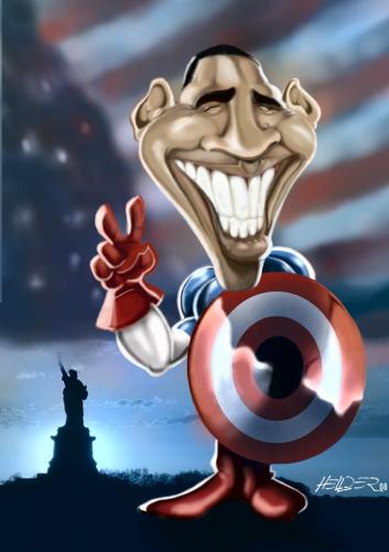 Cartoon: Captain Obama (medium) by Hellder Gonzales tagged barack,obama,cartoon,captain
