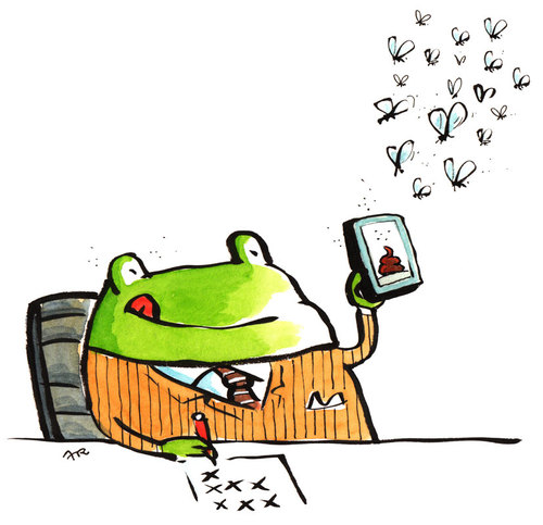 Cartoon: frog app (medium) by ari tagged plikat,computer,internet ...