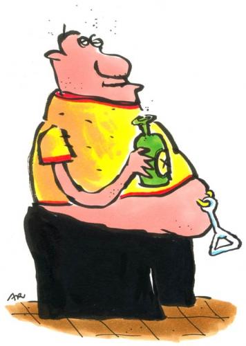 Cartoon: piercing (medium) by ari tagged man,piercing,beer,bottleopener