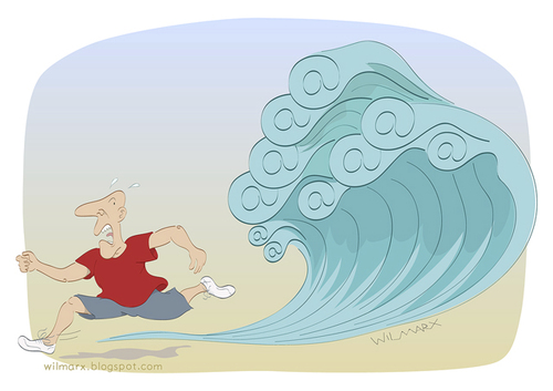 Cartoon: Spam tsunami (medium) by Wilmarx tagged internet,email,spam