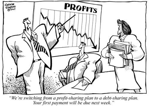 Cartoon: Shared Sacrifice (medium) by carol-simpson tagged labor,economy,companies,workers,debt
