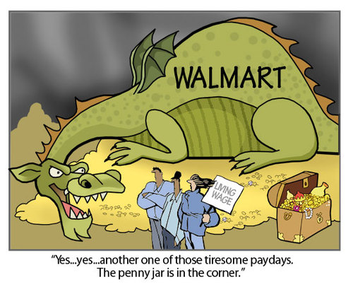 Cartoon: Walmart Payday (medium) by carol-simpson tagged walmart,wages,poverty