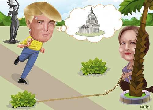 Cartoon: Trump and Hillary (medium) by Senad tagged trump,hillary,senad,nadarevic,bosnia