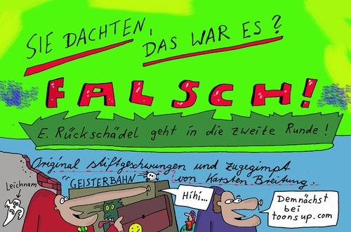 Cartoon: E. Rückschädel 2 (medium) by Leichnam tagged rückschädel,leichnamcomic,siegling,geisterbahn,rummelplatz,schausteller,gespenster