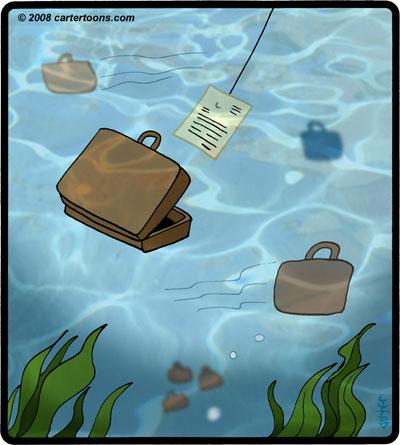 cartoon fishing pics. Cartoon: Briefcase fishing