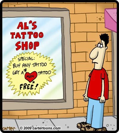 Cartoon: Tattoo special (medium) by cartertoons tagged tattoo,parlor,sale,