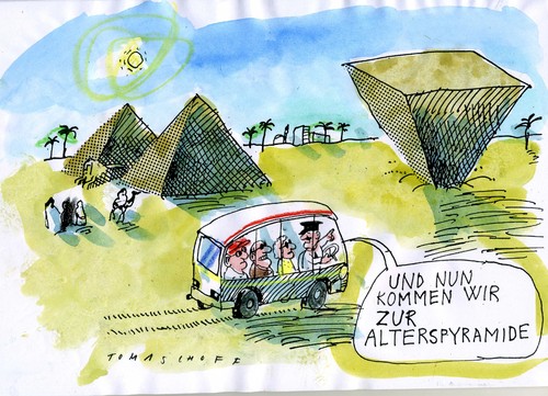 Cartoon: Alterspyramide (medium) by Jan Tomaschoff tagged alterspyramide,alterspyramide,alter,rentner,senioren