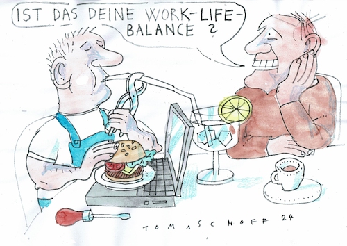 Cartoon: Balance (medium) by Jan Tomaschoff tagged arbeitszeit,leben,freizeit,arbeitszeit,leben,freizeit