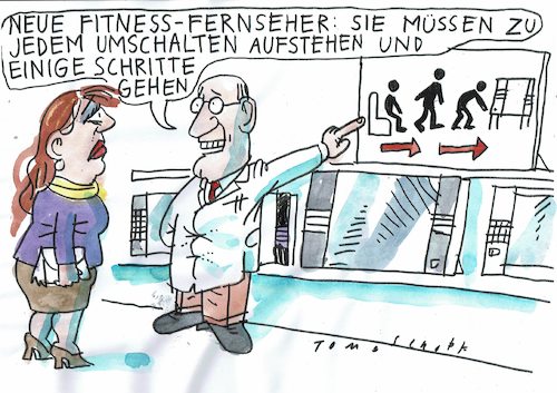 Cartoon: Fitness TV (medium) by Jan Tomaschoff tagged bequemlichkeit,fitness,gesundheit,bequemlichkeit,fitness,gesundheit