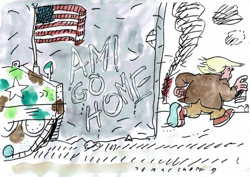 Cartoon: Heim (medium) by Jan Tomaschoff tagged trump,usa,türkei,syrien,trump,usa,türkei,syrien