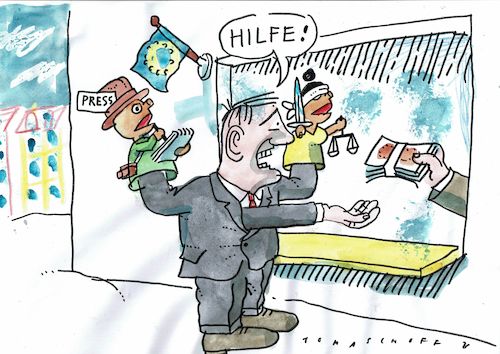 Cartoon: Hilfe (medium) by Jan Tomaschoff tagged eu,geld,coronahilfe,demokratie,ungarn,polen,eu,geld,coronahilfe,demokratie,ungarn,polen