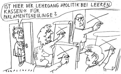 Cartoon: Leere Kassen (medium) by Jan Tomaschoff tagged staatshaushalt,schulden,verschuldung
