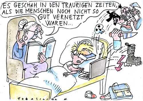 Cartoon: Medien (medium) by Jan Tomaschoff tagged internet,vernetzung,internet,vernetzung