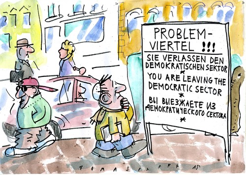 Cartoon: Problemviertel (medium) by Jan Tomaschoff tagged antisemitismus,intoleranz,antisemitismus,intoleranz