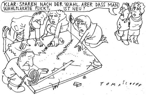 Cartoon: Sparzwang (medium) by Jan Tomaschoff tagged haushalt,verschuldung