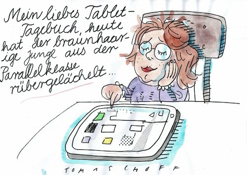 Cartoon: Tagebuch (medium) by Jan Tomaschoff tagged digitalisierung,beziehung,digitalisierung,beziehung