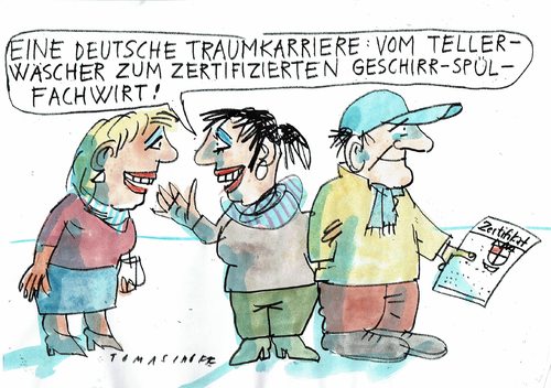 Cartoon: Traumkarriere (medium) by Jan Tomaschoff tagged karriere,ungleichheit,karriere,ungleichheit