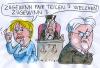 Cartoon: Fair (small) by Jan Tomaschoff tagged zugewinn,scheidung,teilen,merkel,steinmeier,koalition,cdu,spd