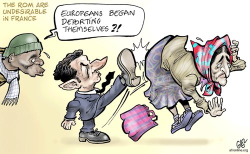 Cartoon: France and Romanies (medium) by Damien Glez tagged europe,romanies,rom,sarkozy
