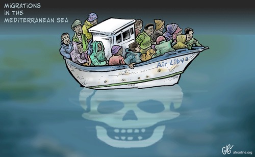 Cartoon: migrants (medium) by Damien Glez tagged migrants