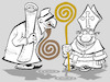 Cartoon: Religious cohabitation (small) by Damien Glez tagged secularism,religion,cohabitation,christian,islam,muslim