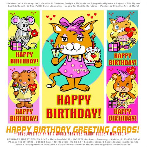 Cartoon: Happy Birthday Cards (medium) by FeliXfromAC tagged greeting,card,