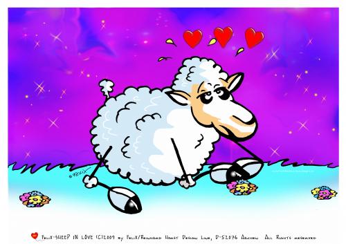 Cartoon: Sheep In Love Poster