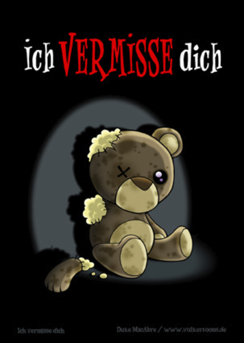 Cartoon: Ich vermisse dich (medium) by volkertoons tagged sad,traurig,alone,lonely,loneliness,alleinsein,allein,einsamkeit,dead,tot,order,of,out,damaged,kaputt,stofftier,kuscheltier,plüschtier,pet,toy,spielzeug,teddybär,bear,teddy,baer,bär,card,greeting,postkarte,grußkarte,karte,comic,cartoon,volkertoons