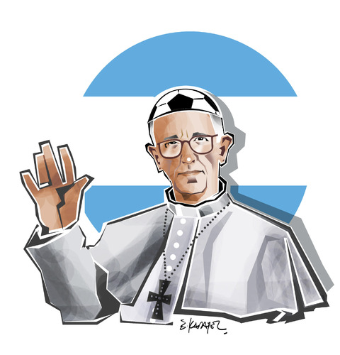 Cartoon: NEW POPE  1. FRANCISCO (medium) by donquichotte tagged pope
