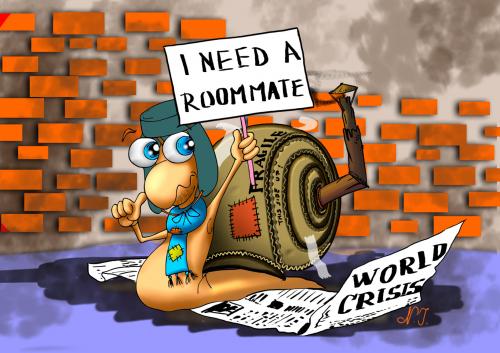 Cartoon: World Crisis (medium) by Nicoleta Ionescu tagged snail,world,crisis