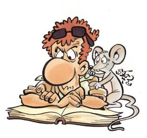 Cartoon: RATA DE BIBLIOTECA (medium) by SOLER tagged biblioteca,raton,concentracion