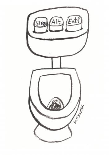 Cartoon: Str Alt Entf (medium) by Kossak tagged computer,klo,toilet,bathroom,modern,klospühlung,pc,wc,internet,web,toilette,toiletten,klo,badezimmer,modern,pc,wc,internet,web,klospühlung,spülen,technik,entwicklung,technologie,fortschritt