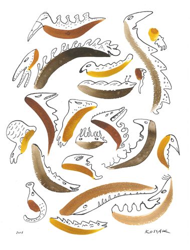 Cartoon: Ursuppeneinlage 1 (medium) by Kossak tagged schöpfung,tiere,wesen,suppe,amphibien,evolution,schöpfung,tiere,wesen,suppe,amphibien,evolution