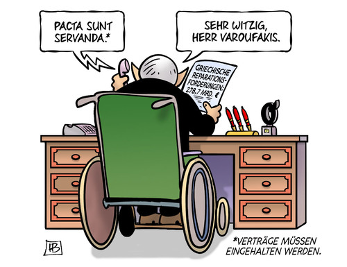 Cartoon: Pacta sunt servanda (medium) by Harm Bengen tagged pacta,sunt,servanda,verträge,varoufakis,schäuble,griechische,reparationsforderungen,krieg,deutschland,griechenland,geld,schulden,hilfe,hilfsgelder,pleite,bankrott,staatsbankrott,staatshaushalt,harm,bengen,cartoon,karikatur,pacta,sunt,servanda,verträge,varoufakis,schäuble,griechische,reparationsforderungen,krieg,deutschland,griechenland,geld,schulden,hilfe,hilfsgelder,pleite,bankrott,staatsbankrott,staatshaushalt,harm,bengen,cartoon,karikatur