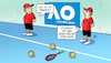Cartoon: Djokovic (small) by Harm Bengen tagged djokovic tennis australian open australien corona impfung impfstatus einreise viren tennisbälle balljungen harm bengen cartoon karikatur
