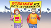 Cartoon: Mega-Warnstreik (small) by Harm Bengen tagged streik,warnstreik,verdi,evg,bahn,nahverkehr,frankreich,renten,proteste,demonstration,transparent,gott,harm,bengen,cartoon,karikatur
