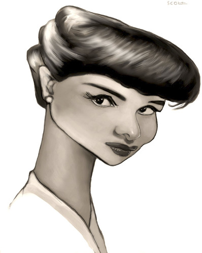 Cartoon: Audrey Hepburn (medium) by jonesmac2006 tagged caricature,hepburn,audrey