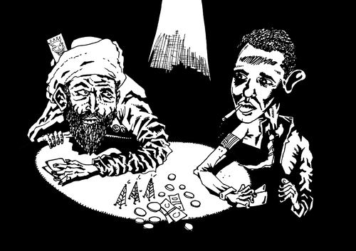 Cartoon: Poker Face (medium) by csamcram tagged csam,cram,bin,laden,obama,president,poker,face,terrorism