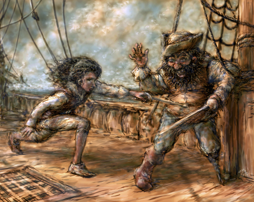Cartoon: harrr (medium) by nootoon tagged germany,illustration,ship,sea,sailor,nootoon,fight,pirate