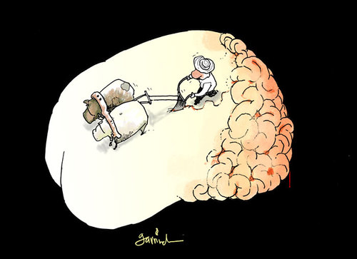 Cartoon: Brain plowing (medium) by Garrincha tagged gag,cartoon,garrincha